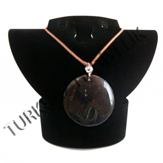 SEDEF KABUK KOLYE - BLACK PEN / YUVARLAK