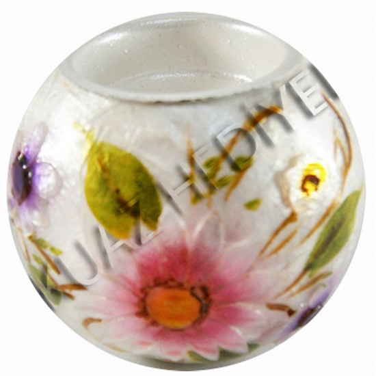 TEALİGHT MUMLUK 4"-PEMBE ÇİÇEK