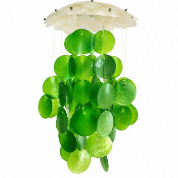 Sedef Rüzgâr Çanı - Tekli 8 inç Yeşil ve Naturel