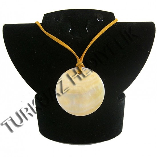 SEDEF KABUK KOLYE - SARI YUVARLAK