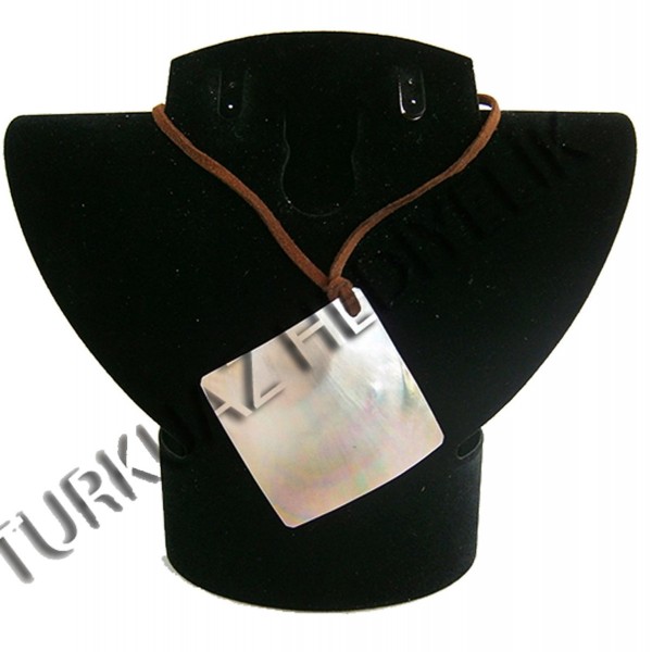 Sedef Kabuk Kolye - Kahverengi Kare