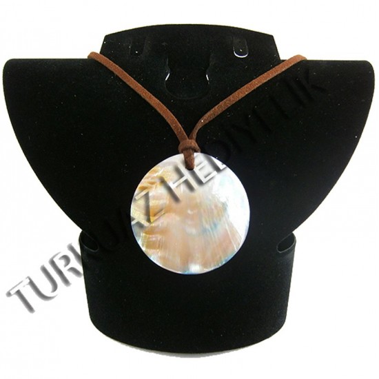 SEDEF KABUK KOLYE - KAHVERENGİ YUVARLAK