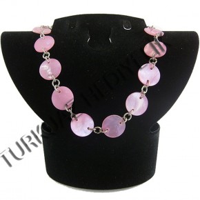 SEDEF KABUK EKLİ KOLYE - YUVARLAK / PEMBE