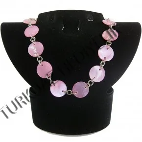 Sedef Kabuk Ekli Kolye - Yuvarlak / Pembe