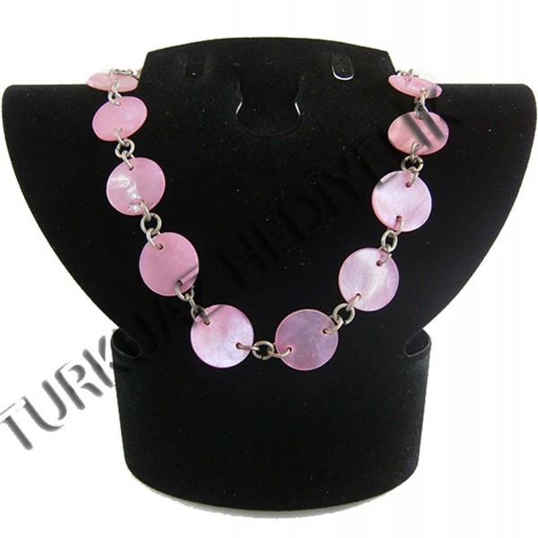Sedef Kabuk Ekli Kolye - Yuvarlak / Pembe