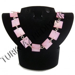 SEDEF KABUK EKLİ KOLYE - KARE / PEMBE