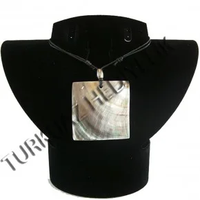 Sedef Kabuk Kolye - Blacklip / Kare