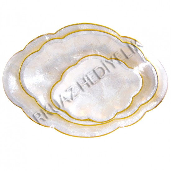 SEDEF 3'LÜ TABAK SETİ-DİKDÖRTGEN SCALLOP