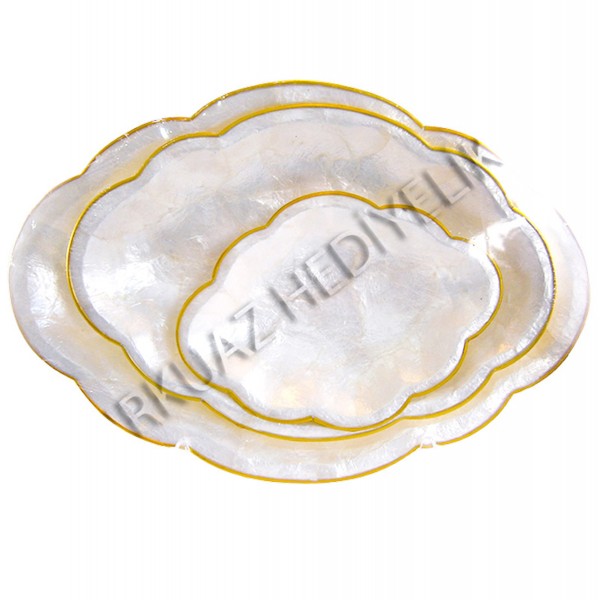 Sedef 3'lü Tabak Seti - Dikdörtgen Scallop