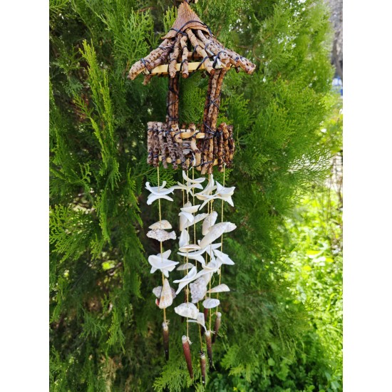 KAFESLİ RÜZGAR ÇANI-NATUREL KABUKLU