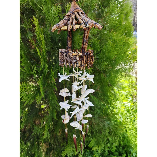 Kafesli Rüzgâr Çanı - Naturel Kabuklu Kafesli Rüzgâr Çanı - Naturel Kabuklu