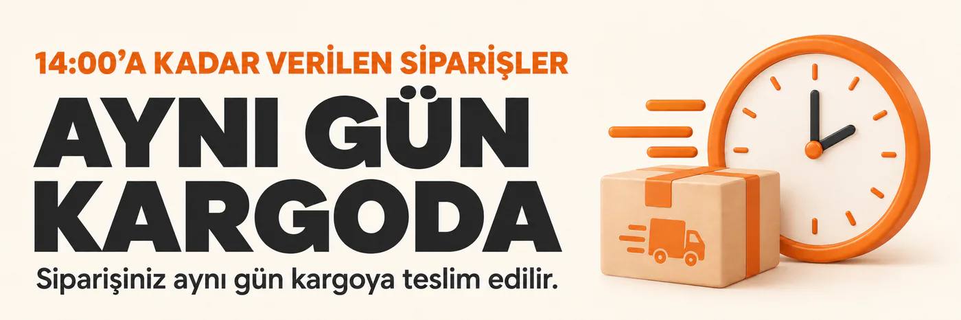 14:00’a kadar verilen siparişler aynı gün kargoda